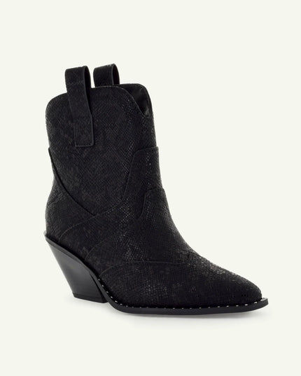 ISABEL: WESTERN BOOTIE - BLACK SNAKE