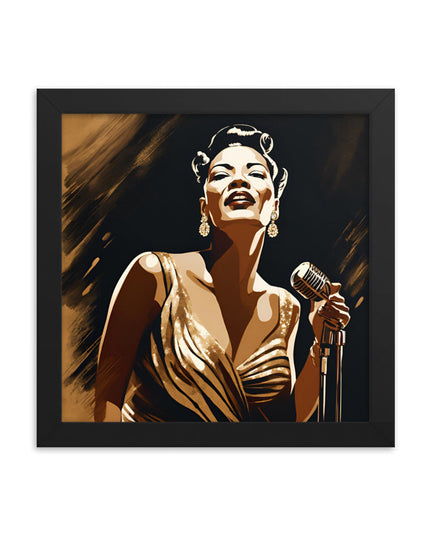 Billie Holiday Portrait on Matte Paper Framed Poster