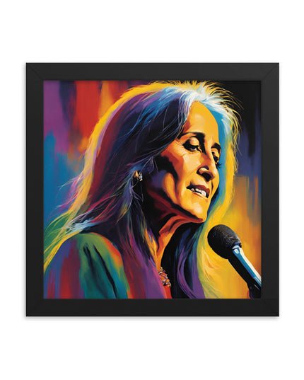 Joan Baez Portrait on Matte Paper Framed Poster