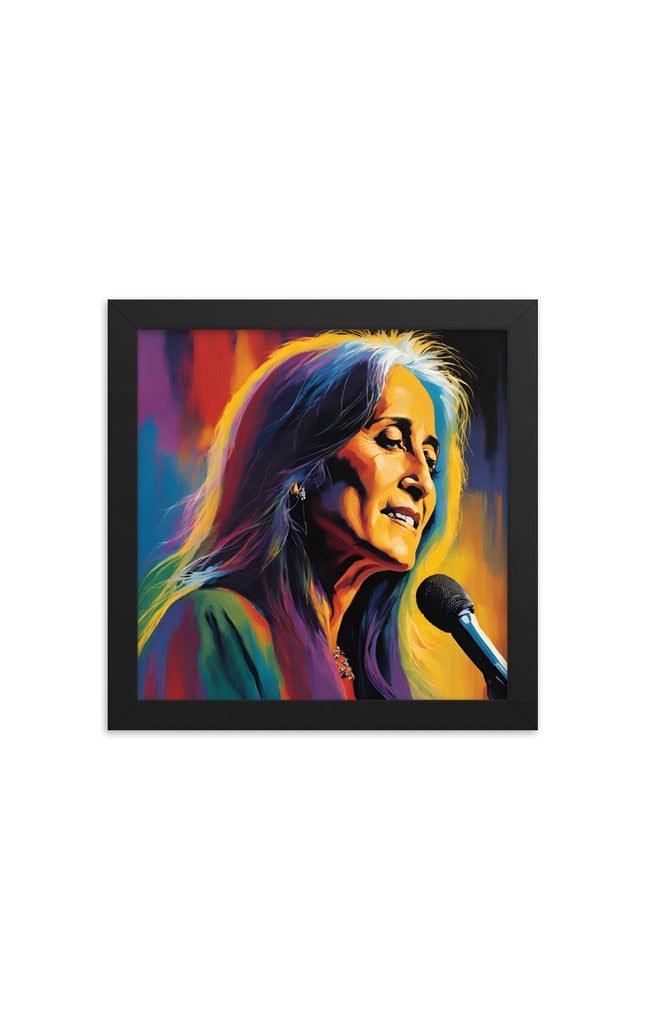 Joan Baez Portrait on Matte Paper Framed Poster