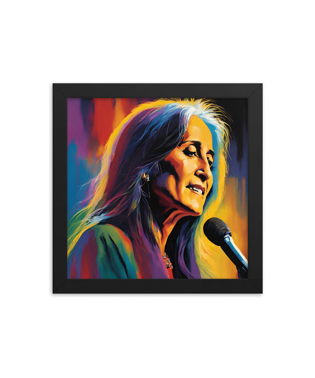 Joan Baez Portrait on Matte Paper Framed Poster