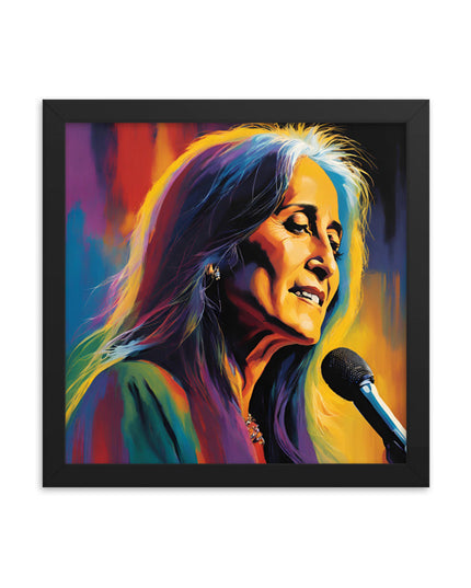 Joan Baez Portrait on Matte Paper Framed Poster