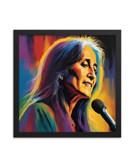 Joan Baez Portrait on Matte Paper Framed Poster