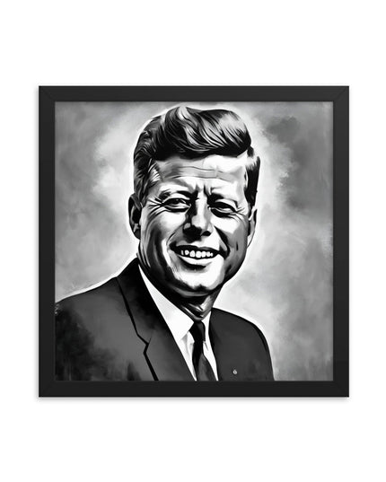 John F. Kennedy Portrait on Matte Paper Framed Poster