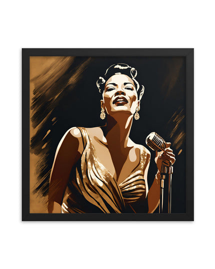 Billie Holiday Portrait on Matte Paper Framed Poster