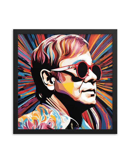 Elton John Portrait on Matte Paper Framed Poster