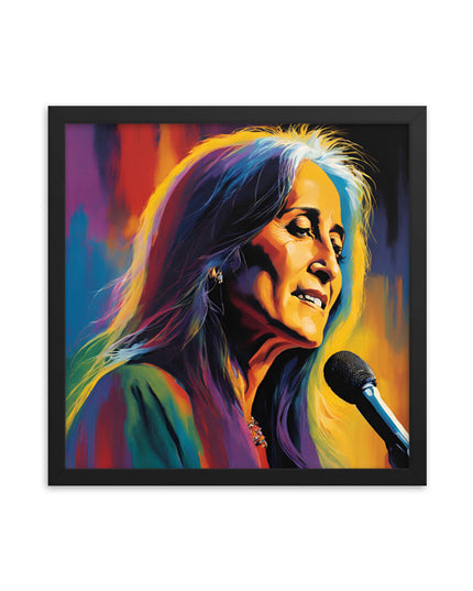 Joan Baez Portrait on Matte Paper Framed Poster