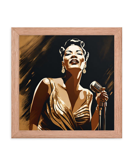 Billie Holiday Portrait on Matte Paper Framed Poster
