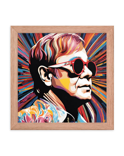 Elton John Portrait on Matte Paper Framed Poster