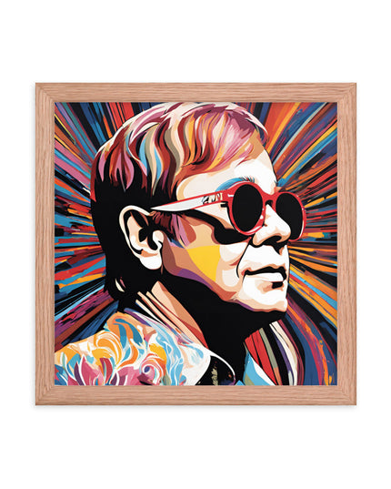 Elton John Portrait on Matte Paper Framed Poster