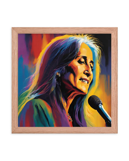 Joan Baez Portrait on Matte Paper Framed Poster