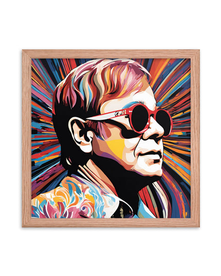 Elton John Portrait on Matte Paper Framed Poster