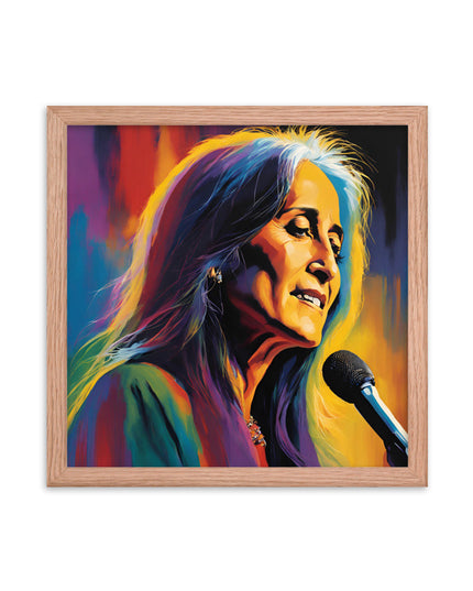 Joan Baez Portrait on Matte Paper Framed Poster