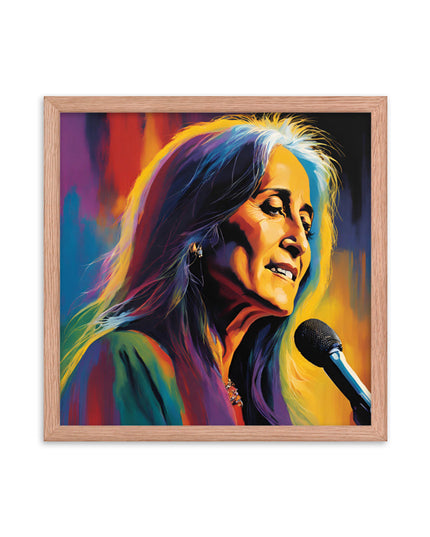 Joan Baez Portrait on Matte Paper Framed Poster