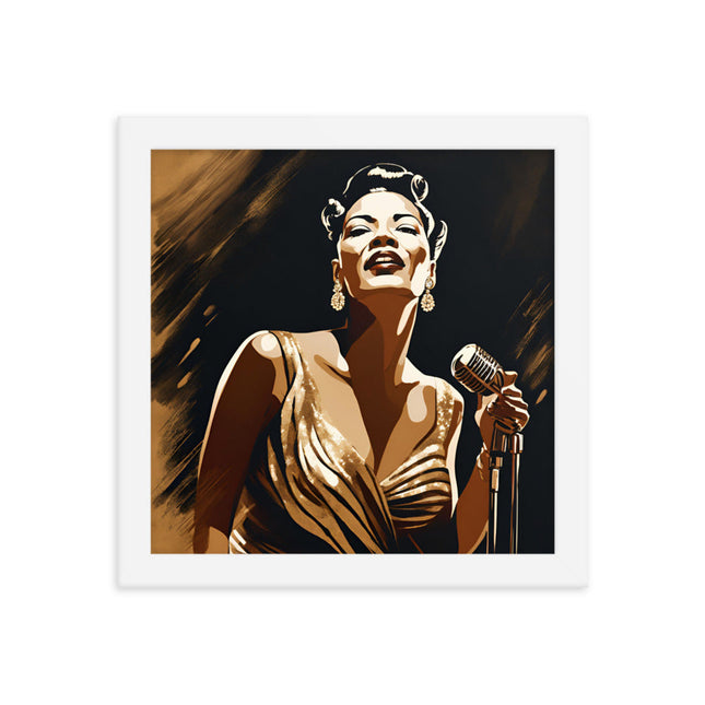 Billie Holiday Portrait on Matte Paper Framed Poster