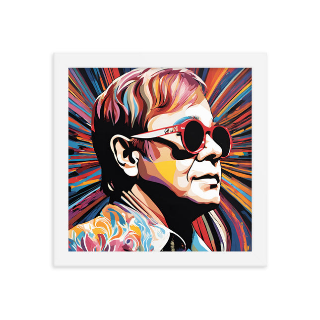 Elton John Portrait on Matte Paper Framed Poster