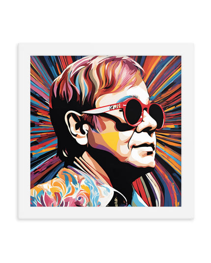 Elton John Portrait on Matte Paper Framed Poster