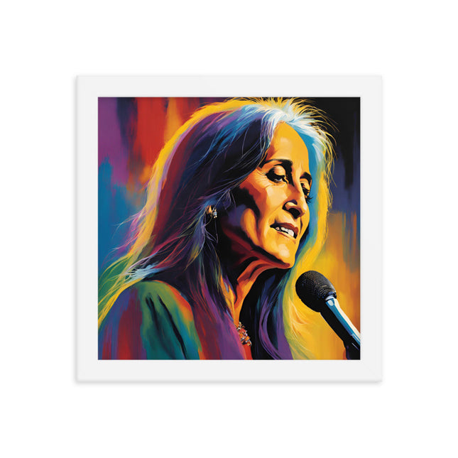Joan Baez Portrait on Matte Paper Framed Poster