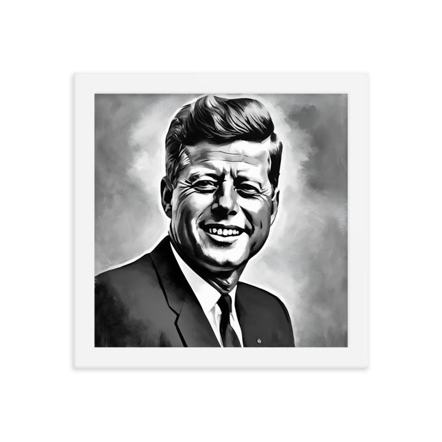 John F. Kennedy Portrait on Matte Paper Framed Poster