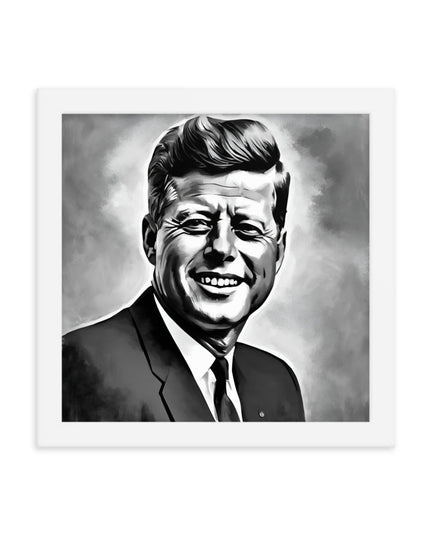 John F. Kennedy Portrait on Matte Paper Framed Poster