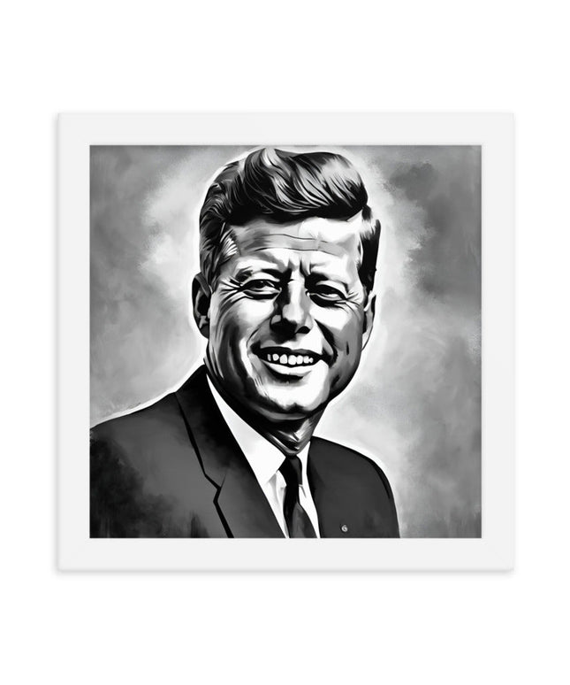 John F. Kennedy Portrait on Matte Paper Framed Poster