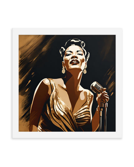 Billie Holiday Portrait on Matte Paper Framed Poster