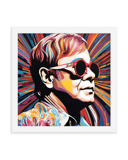 Elton John Portrait on Matte Paper Framed Poster