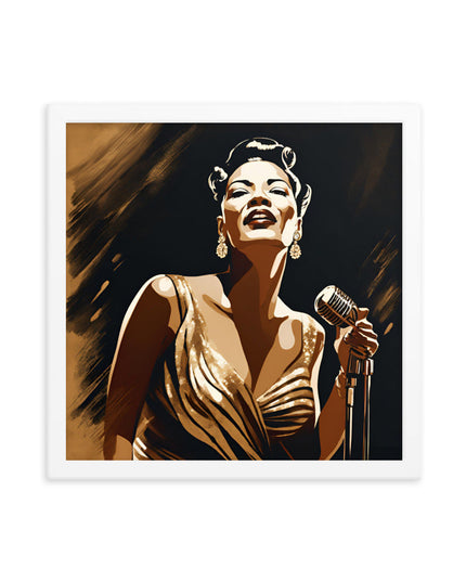 Billie Holiday Portrait on Matte Paper Framed Poster