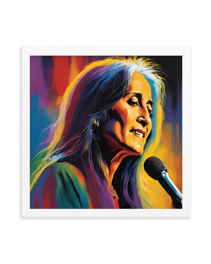 Joan Baez Portrait on Matte Paper Framed Poster