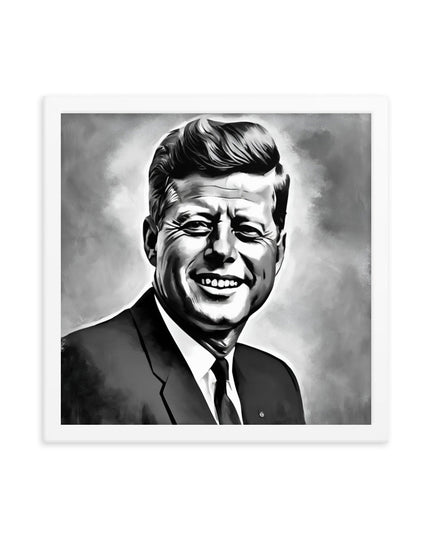 John F. Kennedy Portrait on Matte Paper Framed Poster