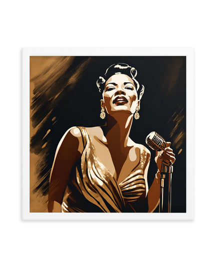 Billie Holiday Portrait on Matte Paper Framed Poster