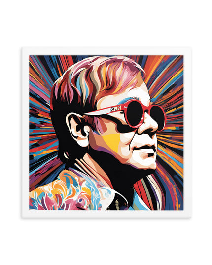 Elton John Portrait on Matte Paper Framed Poster