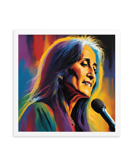 Joan Baez Portrait on Matte Paper Framed Poster