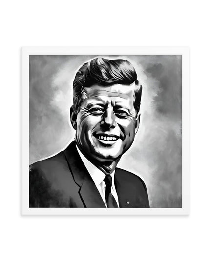 John F. Kennedy Portrait on Matte Paper Framed Poster
