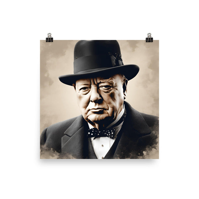 Winston Churchill Portrait on Matte Paper Poster