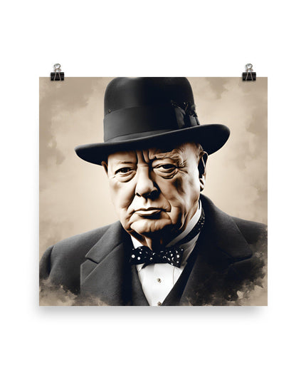 Winston Churchill Portrait on Matte Paper Poster