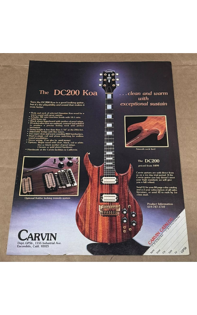 Carvin Guitars - The DC200 KOA - 1985 Print Advertisement