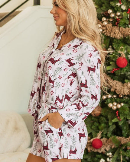 Christmas Deer Shirt and Shorts Lounge Set