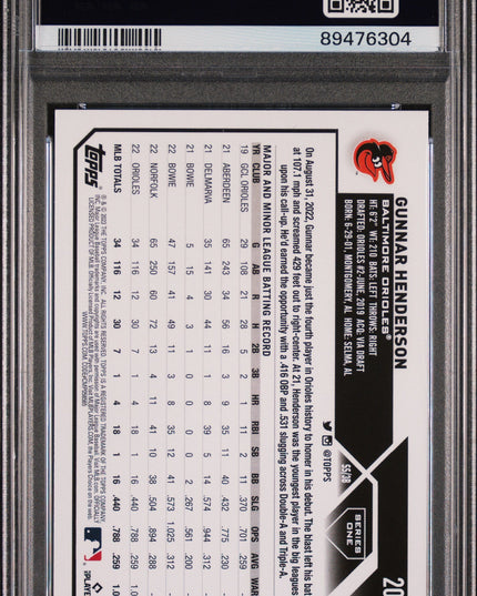 Graded 2023 Topps Gunnar Henderson #206 Rookie RC Baseball Card PSA 10 Gem Mint