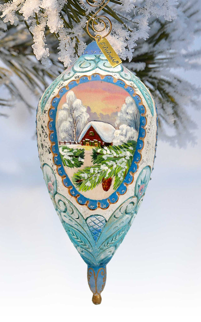Winter Cottage Sculpted Ornament by G. DeBrekht - 621141