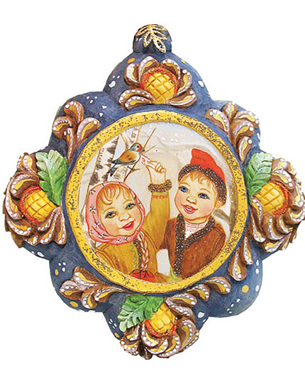Feeding a Bird Sculpted Hand-Painted Christmas Ornament by G. DeBrekht - 6102552
