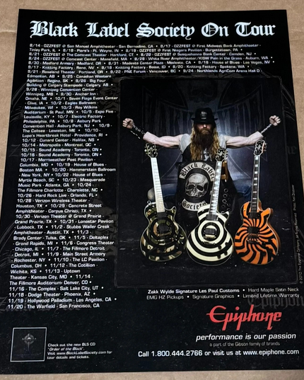 EPIPHONE GUITARS - ZAKK WYLDE SIGNATURE LES PAUL CUSTOMS - 2010 Print Ad