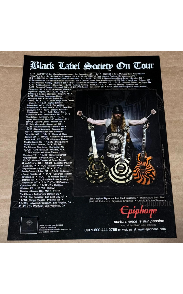 EPIPHONE GUITARS - ZAKK WYLDE SIGNATURE LES PAUL CUSTOMS - 2010 Print Ad