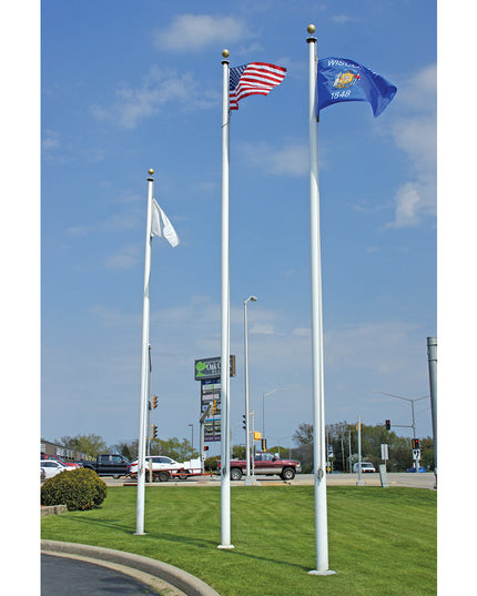 Aluminum Flagpole - External Rope - Heavy Duty, Lifetime Warranty - Made in USA