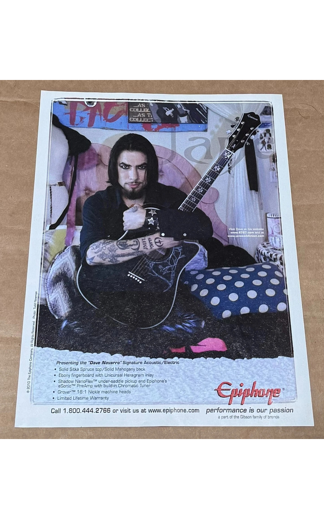 EPIPHONE GUITARS - DAVE NAVARRO of JANE's ADDICTION - 2010 Print Advertisement