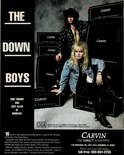 CARVIN AMPS - ERIK TURNER & JOEY ALLEN OF WARRANT - Print Ad