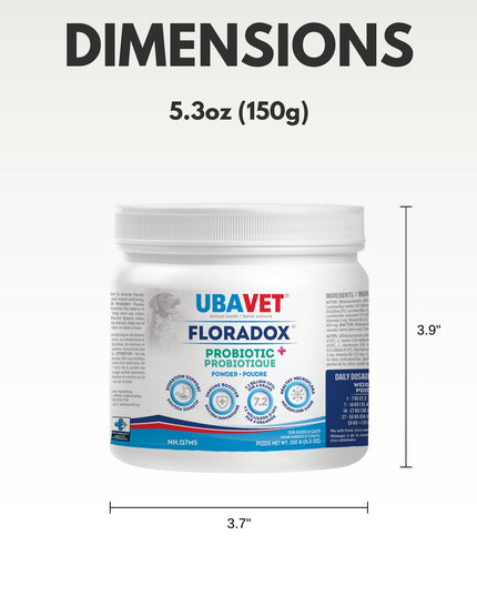 UBAVET Floradox Probiotic Powder for Dogs & Cats – Supplement for Digestive & Immune Health – 5.3 oz (150g)