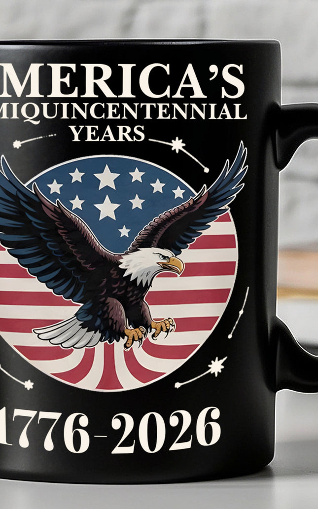 America's 250 Years Semiquincentennial Black Mug | Happy 250th Birthday USA | Patriotic 4th of July Mug | America 250th Anniversary | Independence Day Black Mug 682543