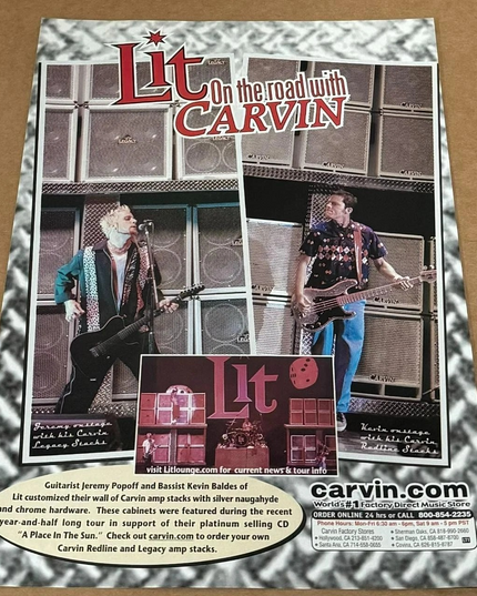 CARVIN AMPS - JEREMY POPOFF & KEVIN BALDES OF LIT - 2001 Print Ad