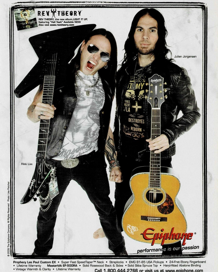 Julien Jorgensen & Rikki Lixx of Rev Theory - EPIPHONE GUITARS - 2009 Print Ad
